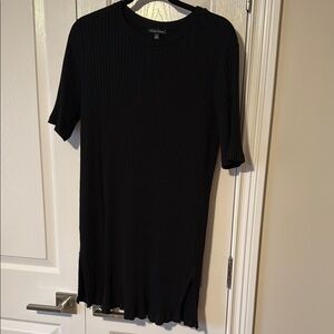 Eileen Fisher Black Ribbed Tunic Top